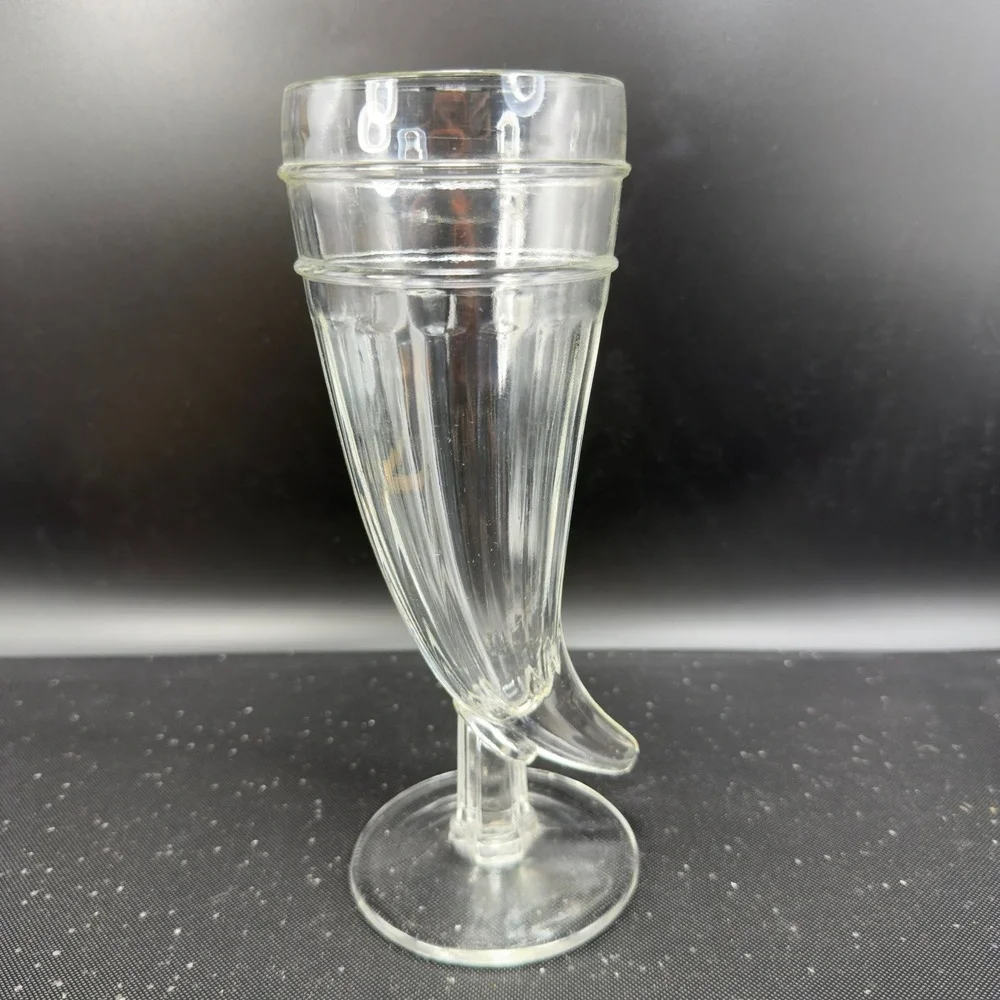 Indiana Glass‎ Cornucopia Horn of Plenty Footed Barware Glasses Cups set 2 VTG